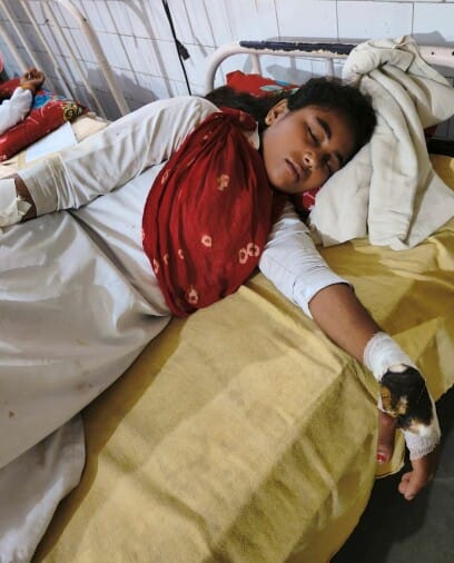 Bike collided with girl students returning after exams, four injured