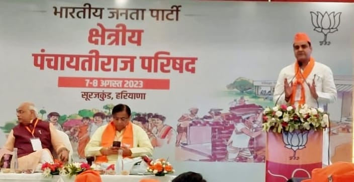 Model of development of district panchayat kept in the exhibition