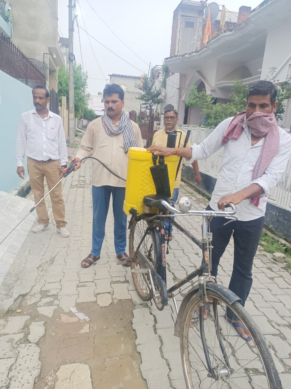 Spraying of insecticide to prevent dengue-malaria