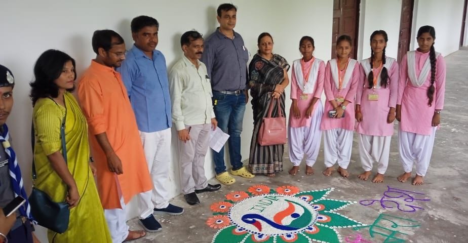Girls participated in Rangoli competition