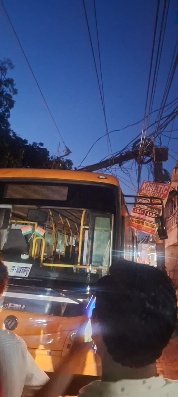Electric pole fell on e-bus in front of CMO office