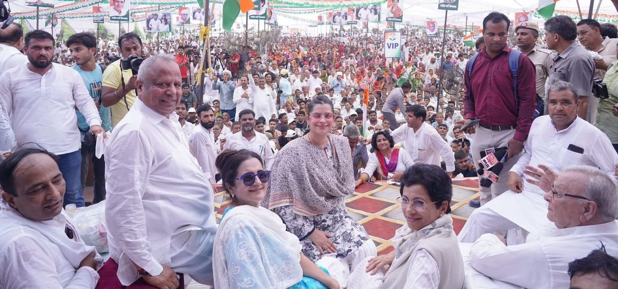 The trio of Haryana Congress did a show of strength on the pretext of protest