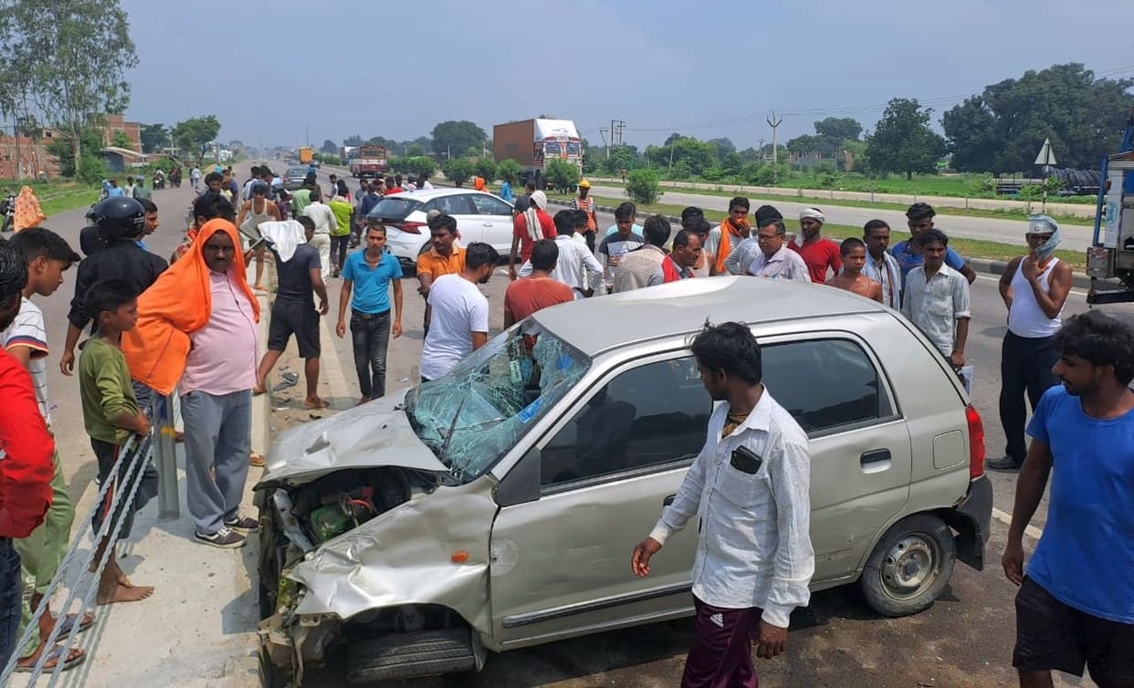 Another car collided with the crashed car parked on the highway, three injured