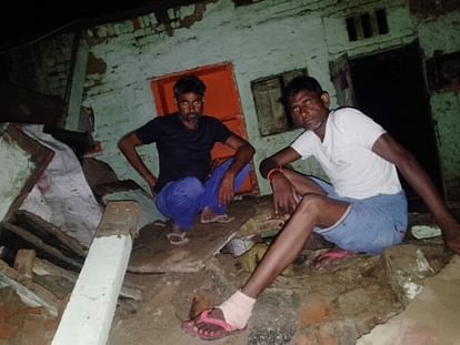 House and wall collapsed in rain