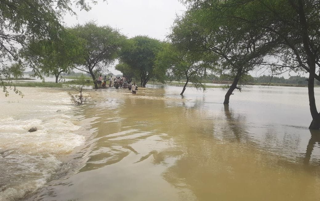 Many villages surrounded by water due to flood in hill drains