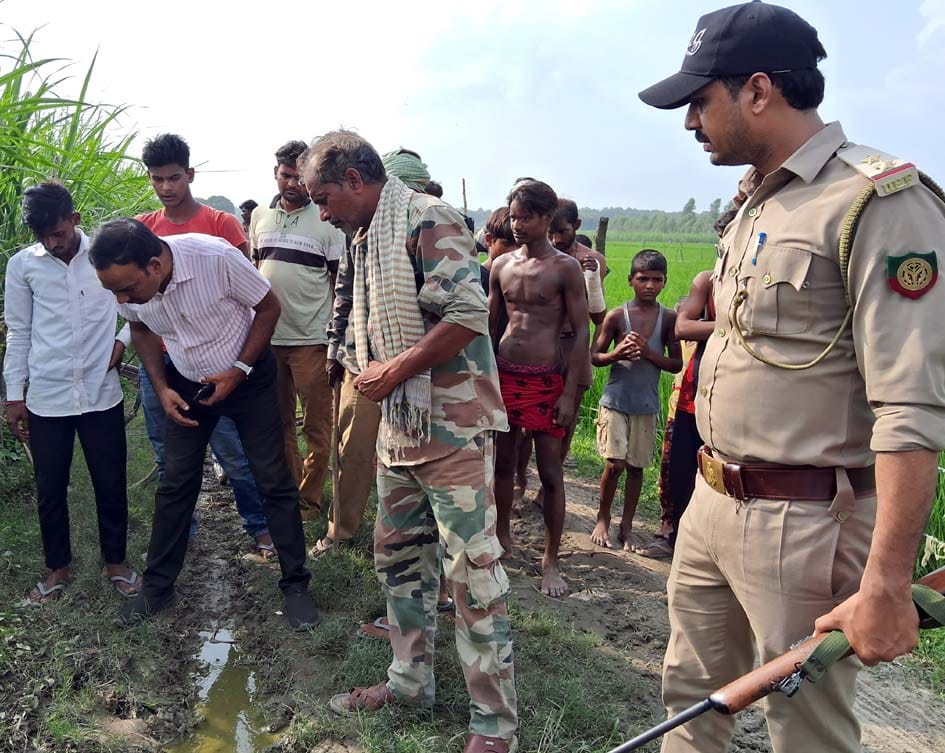 Goat grazing in the field died in the attack of violent animal