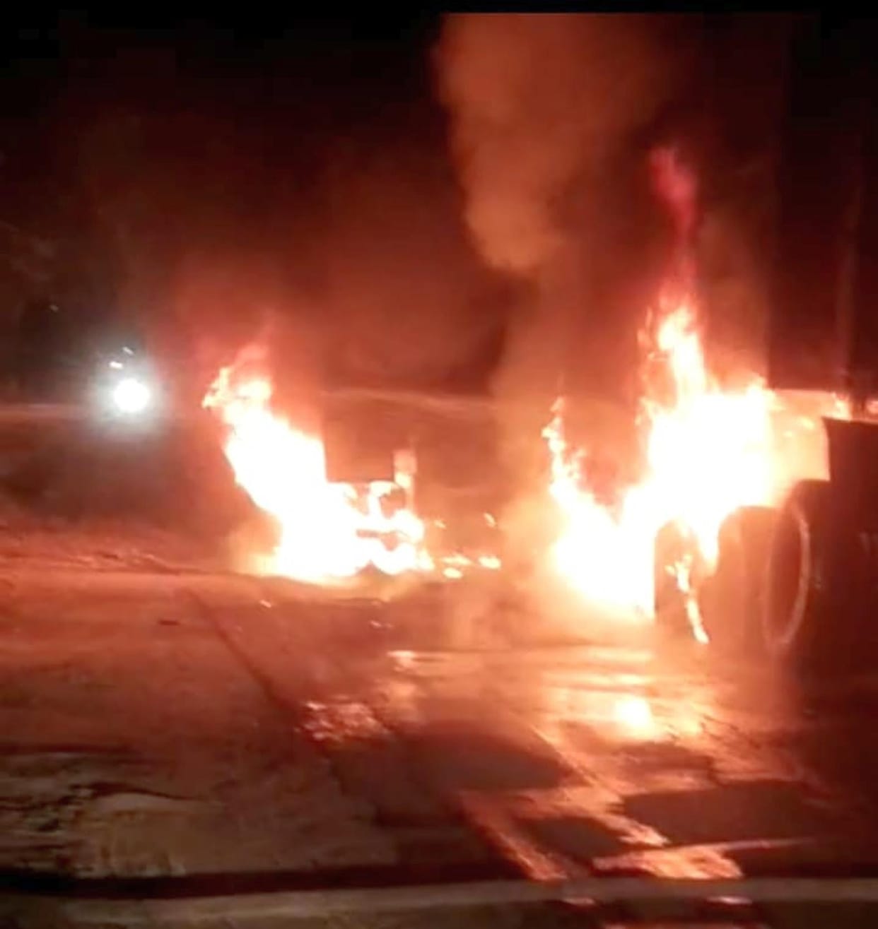 Two dumpers burnt after collision