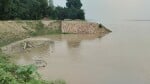 दुबौलिया क्षेत्र में कटरिया चांदपुर तटबंध से सट कर बहती सरयू की धारा