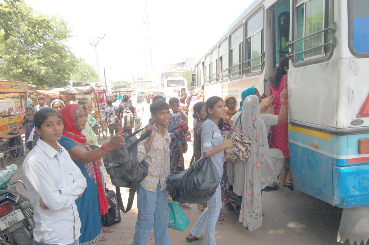 For the second day also, women had to struggle for free travel, buses ran every five minutes for local routes.