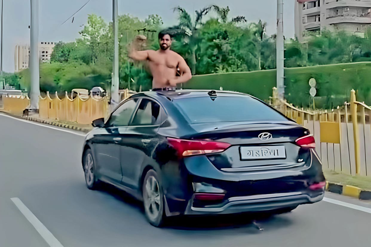 Video of young man showing his body by writing caste on the car goes viral