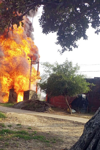 Transformer burnt with explosion