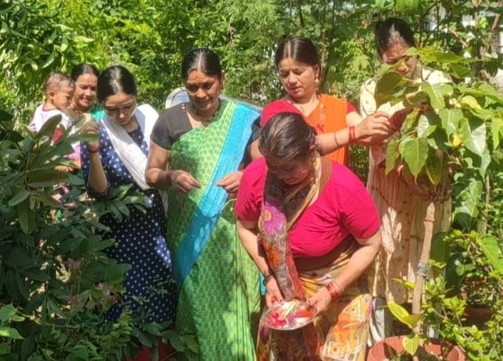 Pledge of safety taken by tying Rakhi on trees