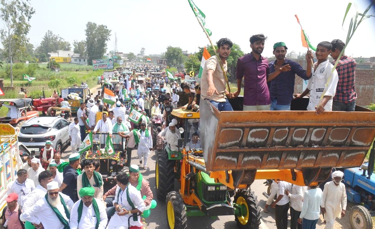 Farmers gathered in large numbers in BKU's tractor march