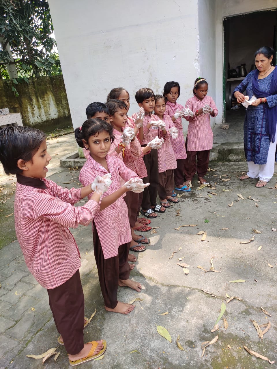 Students studying cleanliness in council schools