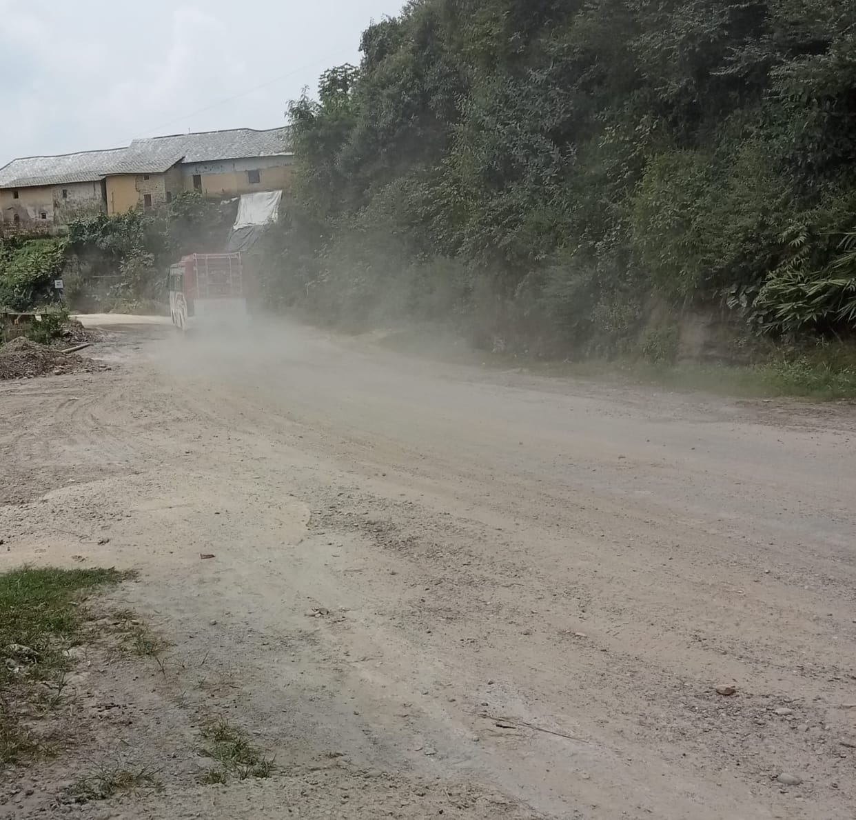 Clouds of dust flying on NH 03 under construction