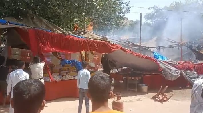 Fire broke out in a sweet shop set up for the fair
