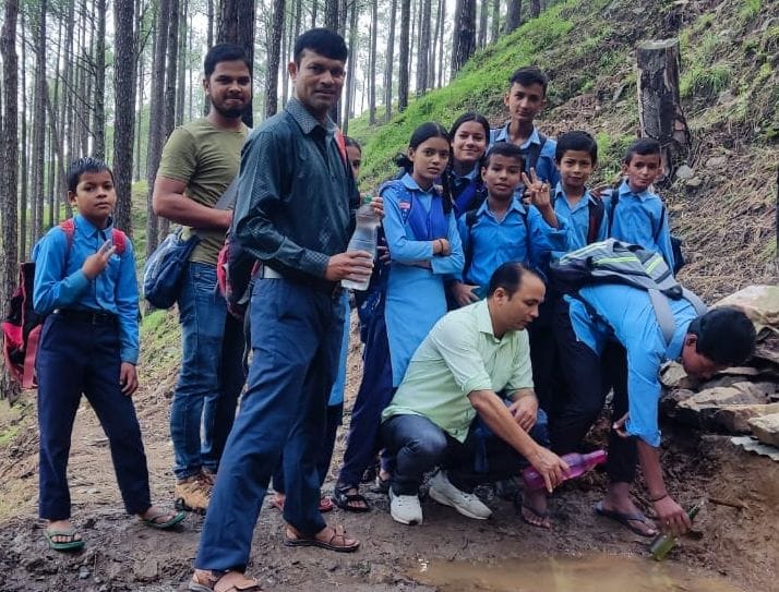 Teacher decided to save water from natural water source