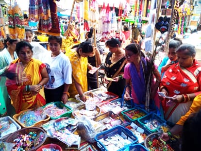 Shopping in the market for Janmashtami, decoration in temples