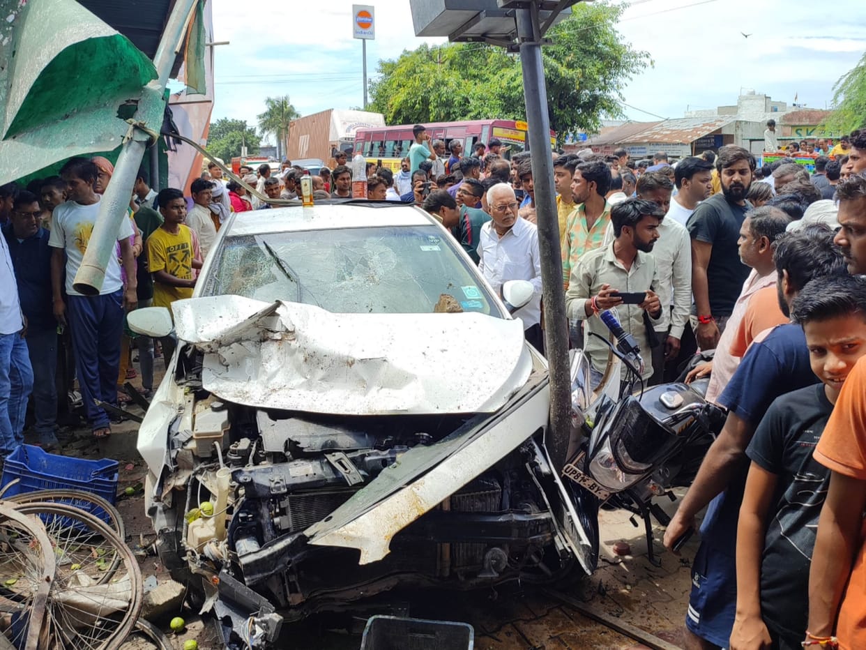 Speeding car breaks passenger shed and crushes three people, one dead