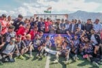 क्लाइमेट कप फुटबॉल टूर्नामेंट की विजेता और उपविजेता खिलाड़ी उपराज्यपाल  के साथ व अन्य