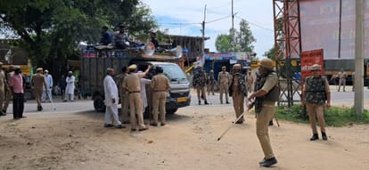 A procession of Tajis was taken out from Khamaria bridge amid tight security.