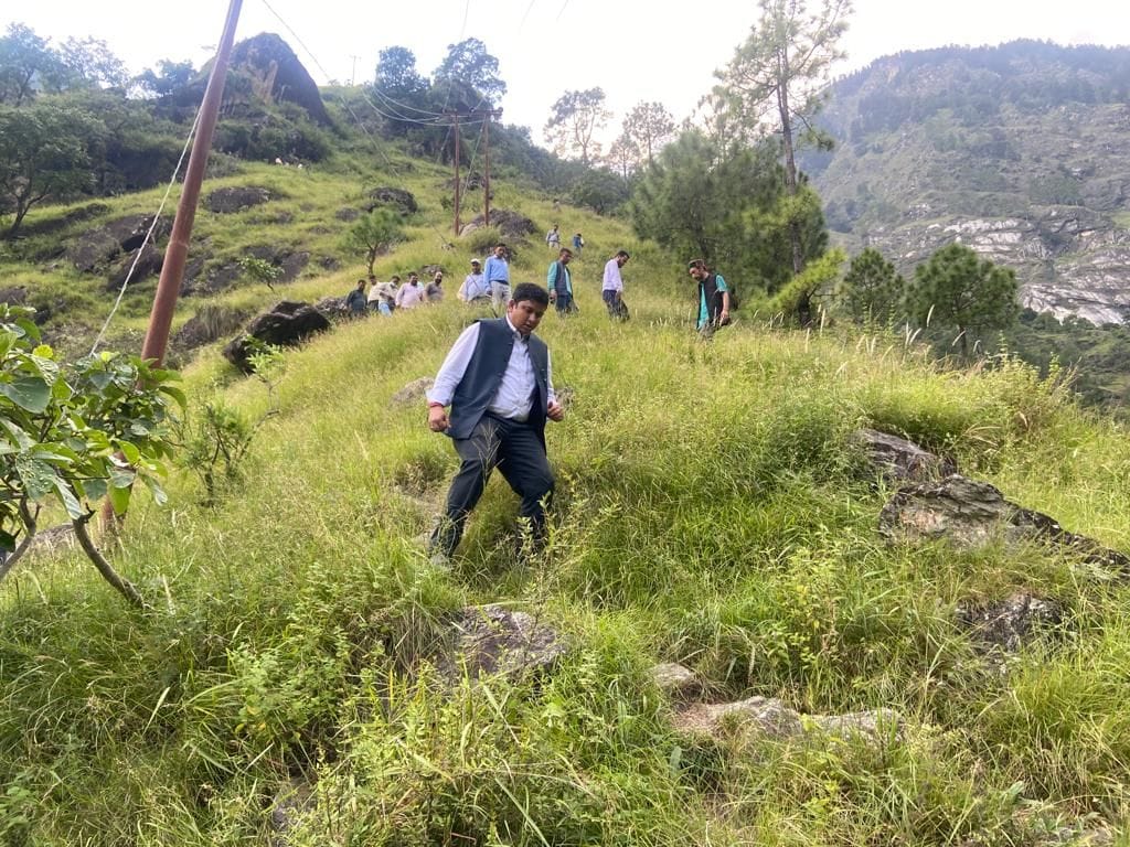 land sliding in village