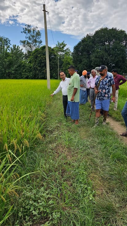 District Agriculture Officer reached Amaria, distributed rat poison to farmers