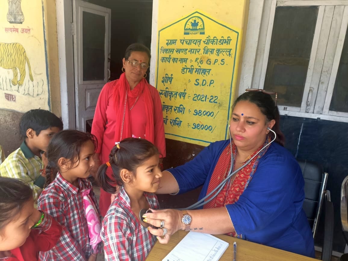 Health check of students suffering from cold and cough