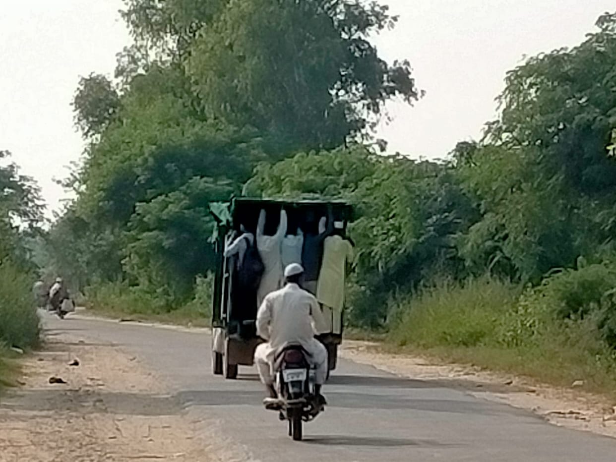 Villagers travel with the help of rickety vehicles