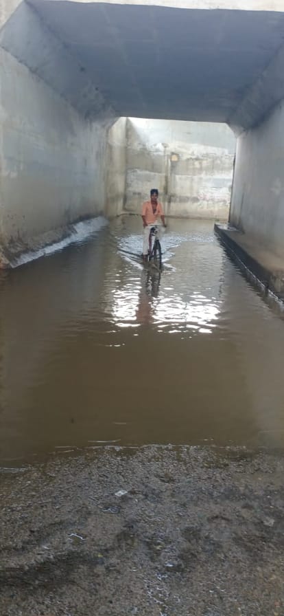Seven underpasses of railways filled with rain water, difficult to get out
