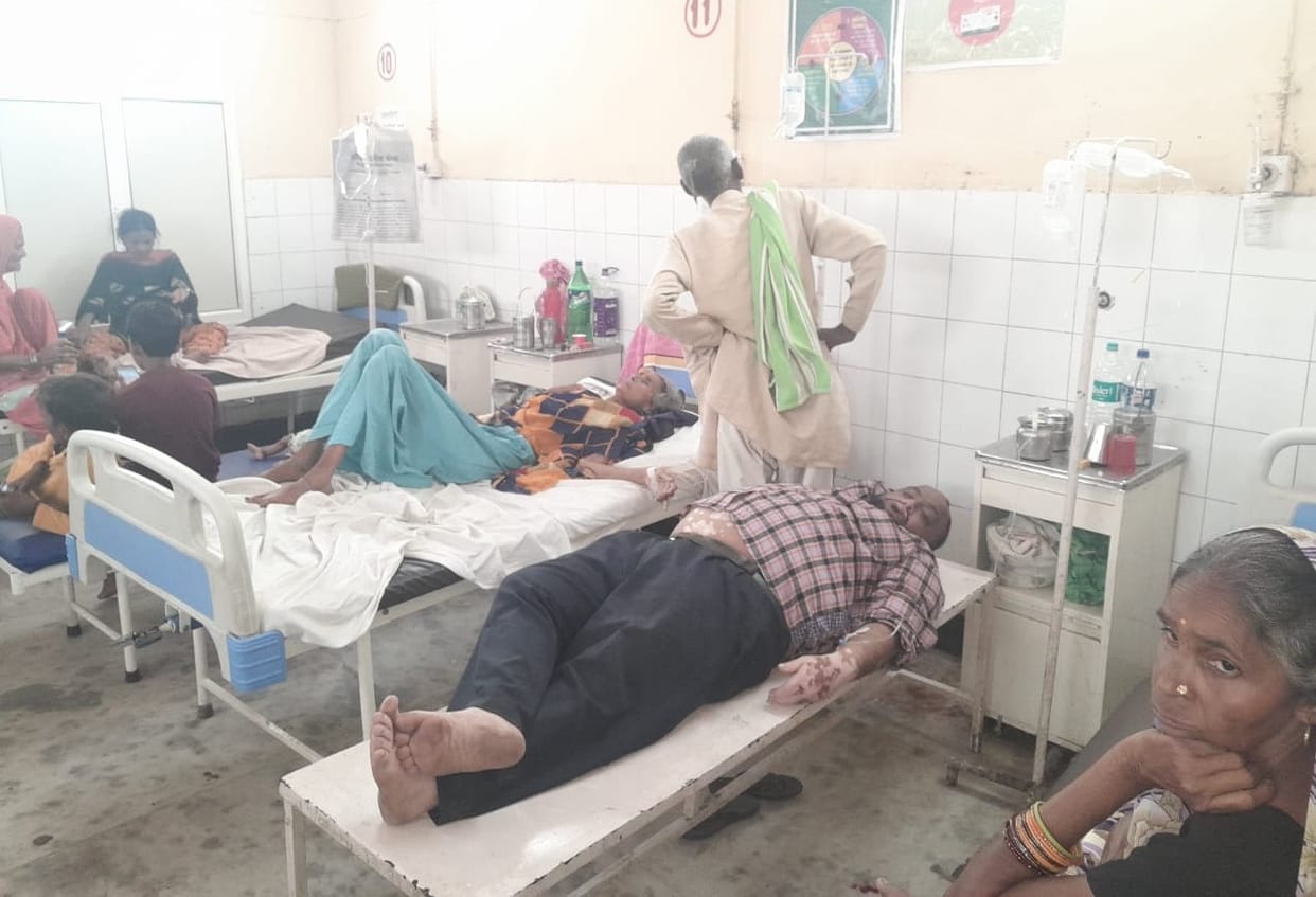 Treatment is being given by making two patients lie on one bed
