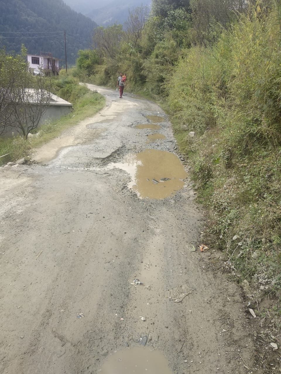 Condition of Chanju road deteriorated due to heavy vehicles
