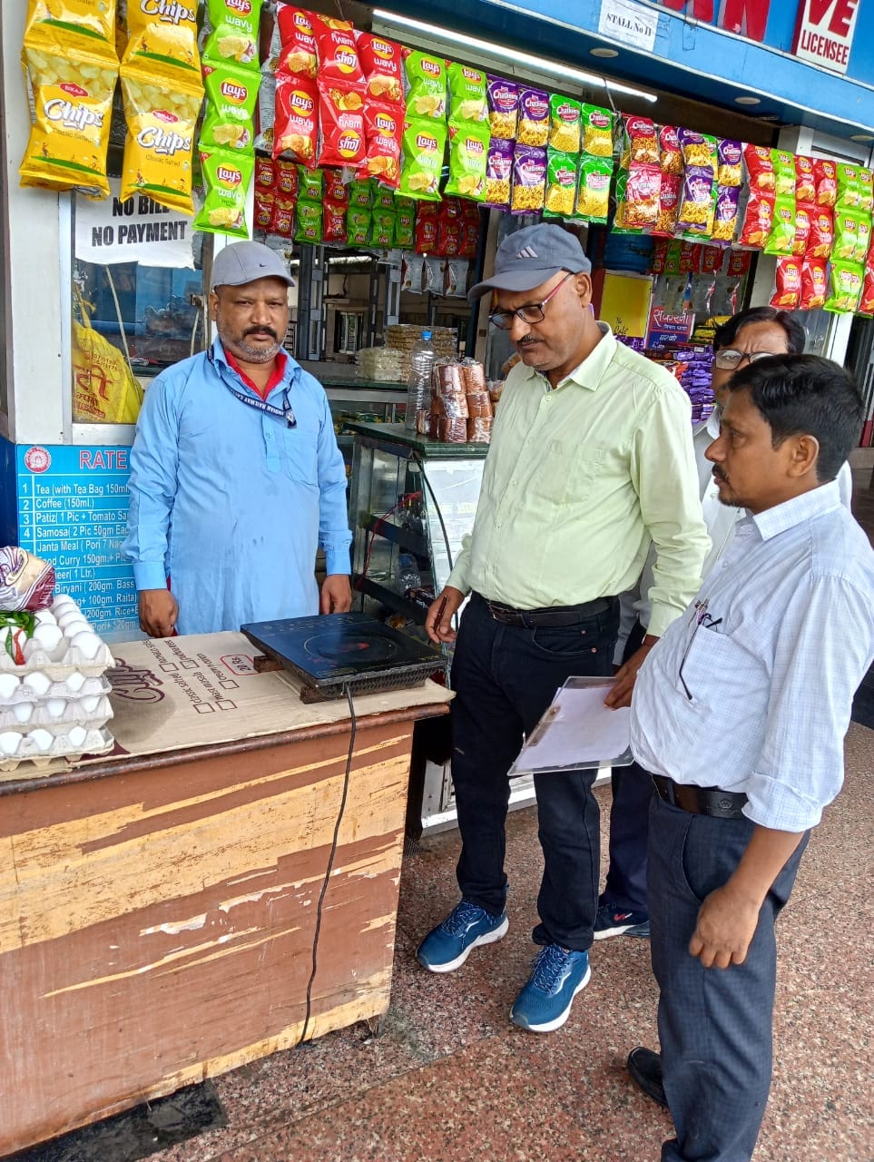 Inspection of food stalls at railway station
