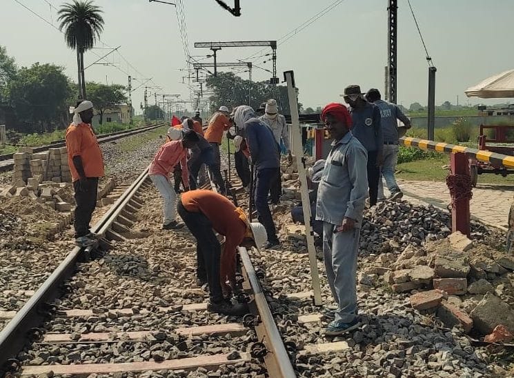Railway crossing closed and track repaired