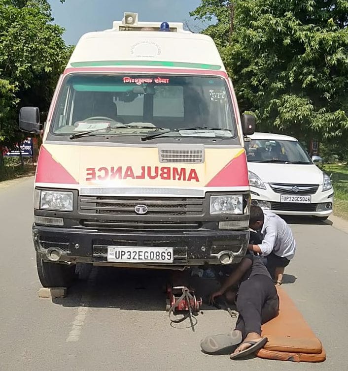 The ambulance bringing the patient broke down.