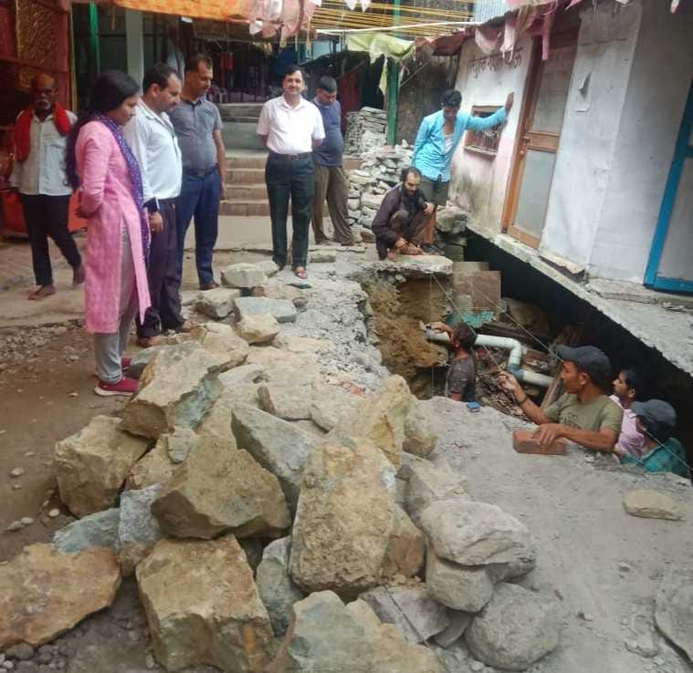 Land subsidence repair work started in Purnagiri