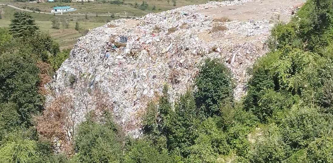 Piles of garbage are staining the greenery