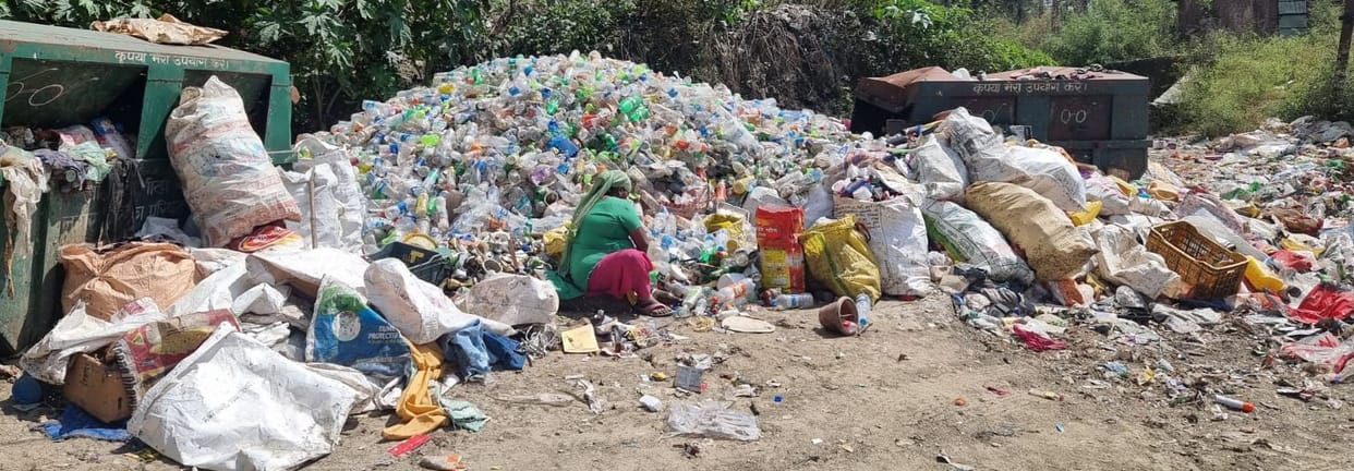 Pile of garbage destroying the beauty of the mountain
