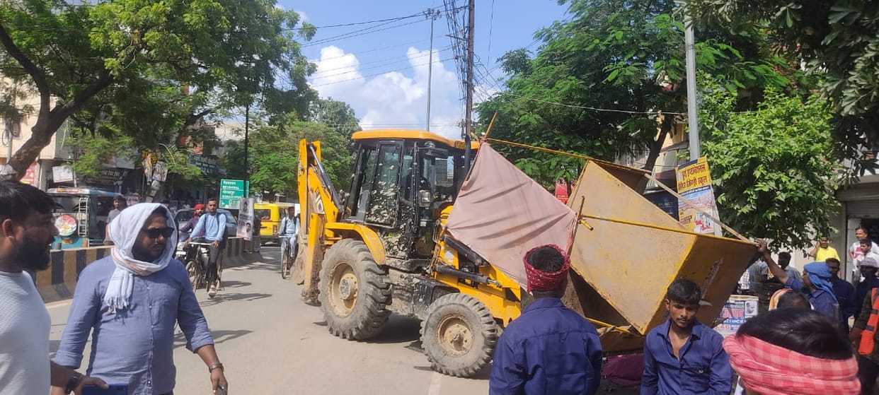 Bulldozer runs on encroachment