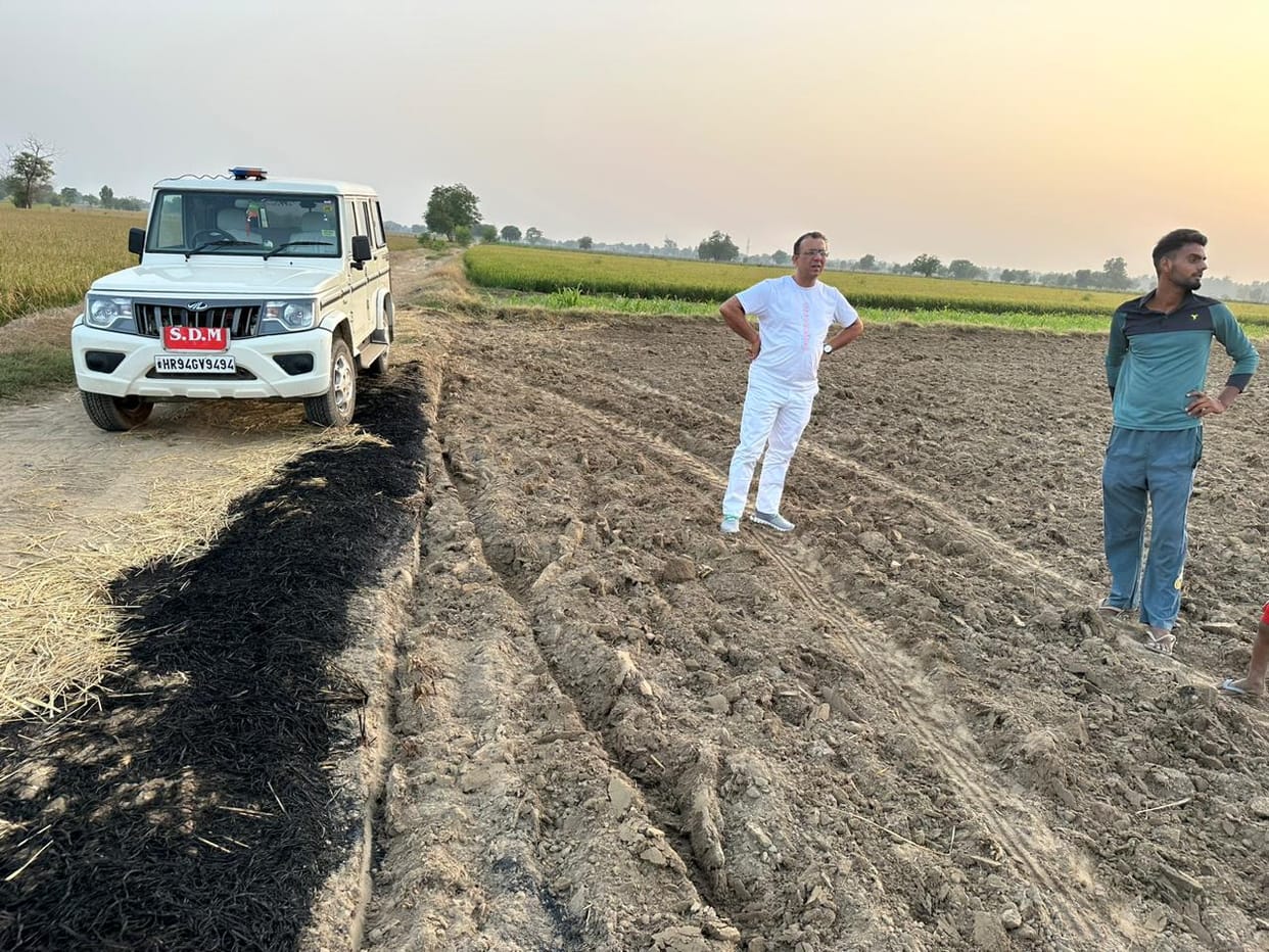 Stubble burnt in village Faggu, Agriculture Department imposed a fine of Rs 2500 on the farmer