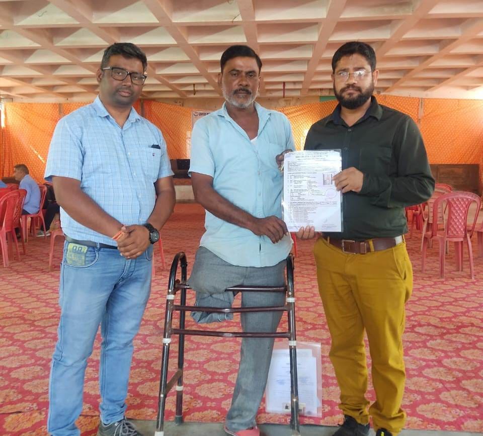 Assistive devices distributed in disabled camp