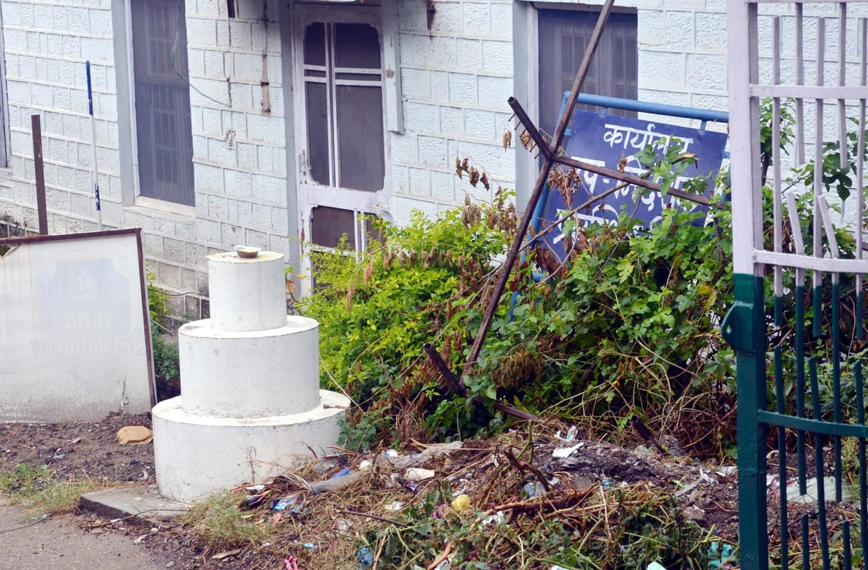 Cleanliness system dying outside the office of Deputy Director of Elementary Education