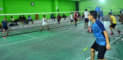 Under-14 matches held on the first day of CBSE Zonal Badminton Tournament