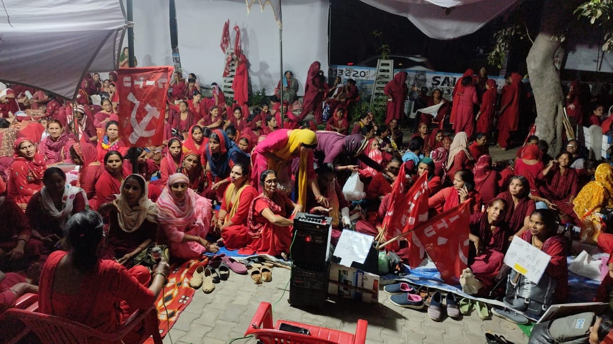 Asha workers camped outside the residence of BJP MLA