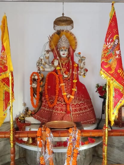 Devotees gathered to have darshan of Maa Kushmanda on the fourth day of Navratri.