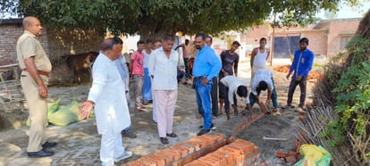 MLA broke the drain made of yellow bricks