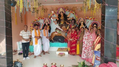 Devotees gathered for Durga Puja
