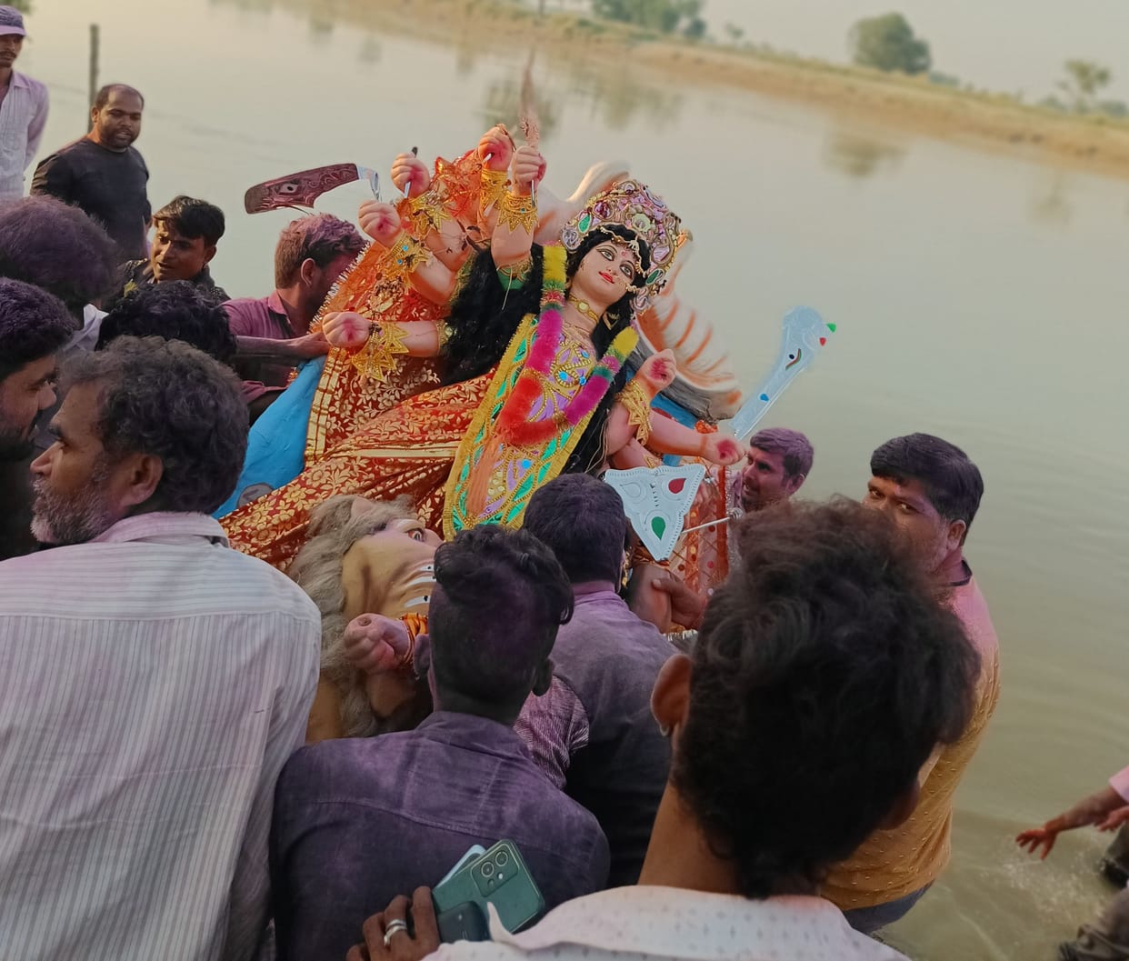 durga statues immersed