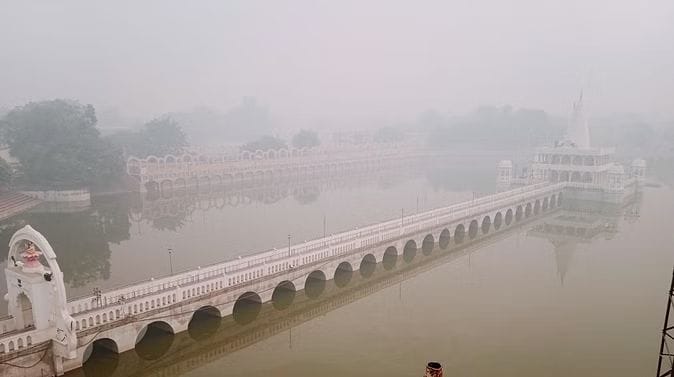 The city is covered with a blanket of pollution