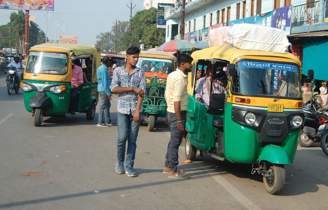 Transactions being made between passengers at the bus station